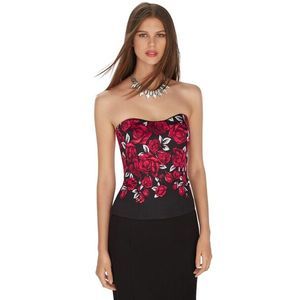 White House Black Market Strapless Rose Print Bustier 8